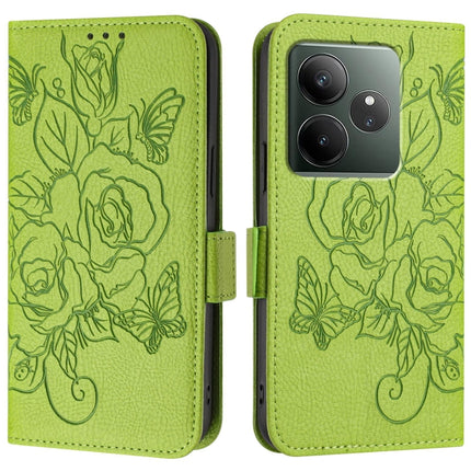 Embossed Rose RFID Anti-theft Leather Phone Case, For Realme GT 6 5G Global, For Realme GT 6T 5G Global, For Realme C63 / C61, For Realme 12+ 5G / Narzo 70 Pro 5G Indian