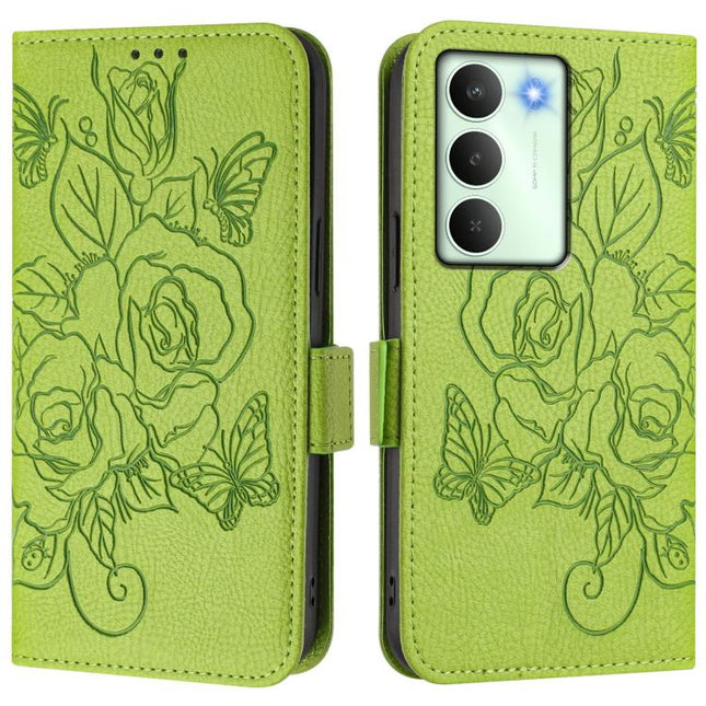 Embossed Rose RFID Anti-theft Leather Phone Case, For Realme 14x Global / V70 5G / C75 5G, For Realme Narzo 80 Pro / 14 Pro 5G India, For Realme 14 5G / 14T 5G Global, For Realme P3 Ultra 5G