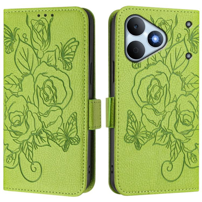 Embossed Rose RFID Anti-theft Leather Phone Case, For Realme Note 80 4G Global, For Realme C83 5G India, For Realme 16 5G Global, For Realme 16 Pro+ 5G Global