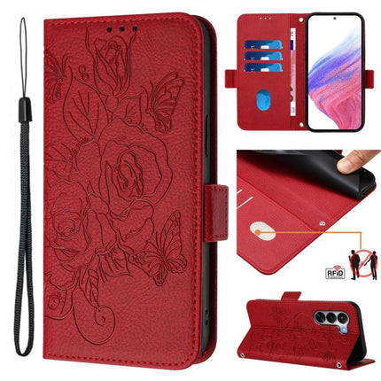 Embossed Rose RFID Anti-theft Leather Phone Case, For Realme P4x 5G / OnePlus Nord CE6 Lite, For Realme 16T 5G Global, For Realme C100 5G, For Realme P4 Power 5G
