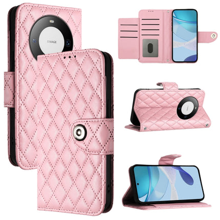 Rhombic Texture Flip Leather Phone Case with Lanyard, For Huawei nova 12s, For Huawei Pura 70 Pro, For Huawei Pura 70, For Huawei Mate 60 Pro / 60 Pro+