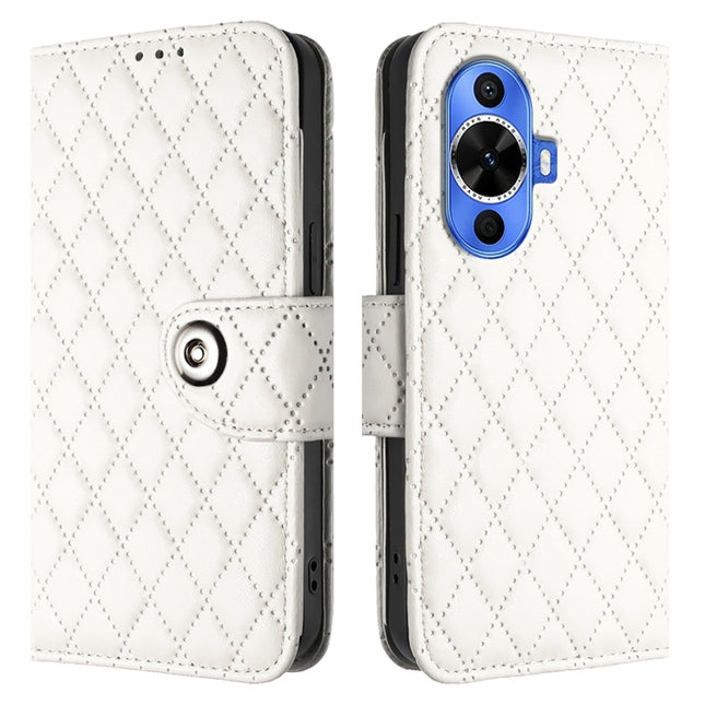 Rhombic Texture Flip Leather Phone Case with Lanyard, For Huawei nova 12s, For Huawei Pura 70 Pro, For Huawei Pura 70, For Huawei Mate 60 Pro / 60 Pro+