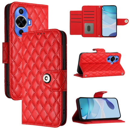 Rhombic Texture Flip Leather Phone Case with Lanyard, For Huawei nova 12s, For Huawei Pura 70 Pro, For Huawei Pura 70, For Huawei Mate 60 Pro / 60 Pro+