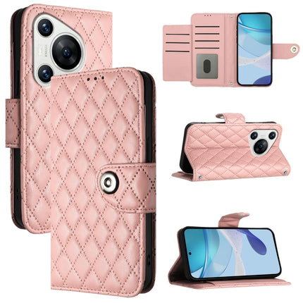 Rhombic Texture Flip Leather Phone Case with Lanyard, For Huawei nova 12s, For Huawei Pura 70 Pro, For Huawei Pura 70, For Huawei Mate 60 Pro / 60 Pro+
