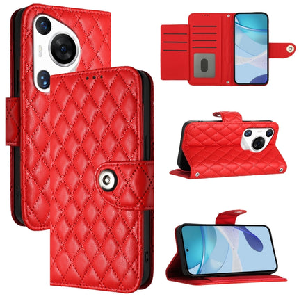 Rhombic Texture Flip Leather Phone Case with Lanyard, For Huawei nova 12s, For Huawei Pura 70 Pro, For Huawei Pura 70, For Huawei Mate 60 Pro / 60 Pro+