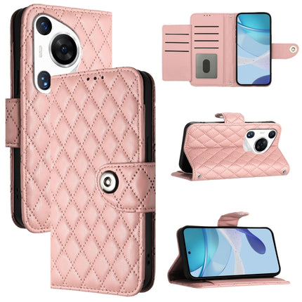 Rhombic Texture Flip Leather Phone Case with Lanyard, For Huawei nova 12s, For Huawei Pura 70 Pro, For Huawei Pura 70, For Huawei Mate 60 Pro / 60 Pro+