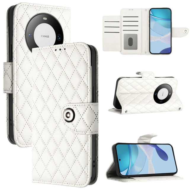 Rhombic Texture Flip Leather Phone Case with Lanyard, For Huawei Mate 60, For Huawei P60 Art, For Huawei P60 / P60 Pro, For Huawei Enjoy 50 Pro / nova Y90