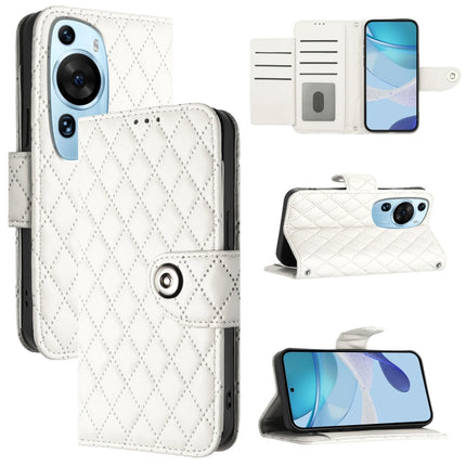Rhombic Texture Flip Leather Phone Case with Lanyard, For Huawei Mate 60, For Huawei P60 Art, For Huawei P60 / P60 Pro, For Huawei Enjoy 50 Pro / nova Y90