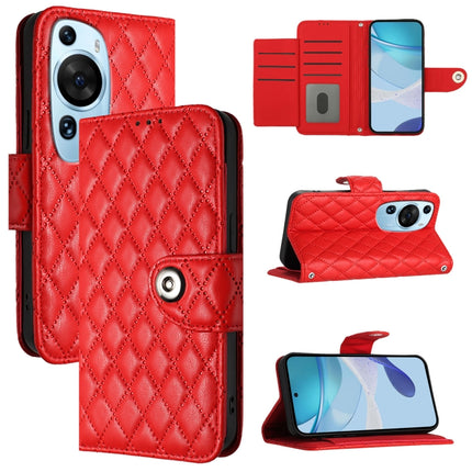 Rhombic Texture Flip Leather Phone Case with Lanyard, For Huawei Mate 60, For Huawei P60 Art, For Huawei P60 / P60 Pro, For Huawei Enjoy 50 Pro / nova Y90