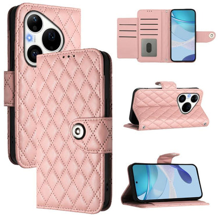 Rhombic Texture Flip Leather Phone Case with Lanyard, For Huawei nova 14 Lite 5G / nova 15 / 16z, For Huawei nova 16 5G, For Huawei Pura 90 Pro Max 5G, For Huawei Pura 90 Pro 5G