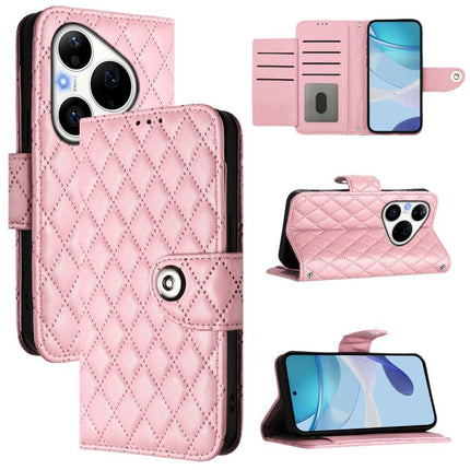 Rhombic Texture Flip Leather Phone Case with Lanyard, For Huawei nova 14 Lite 5G / nova 15 / 16z, For Huawei nova 16 5G, For Huawei Pura 90 Pro Max 5G, For Huawei Pura 90 Pro 5G