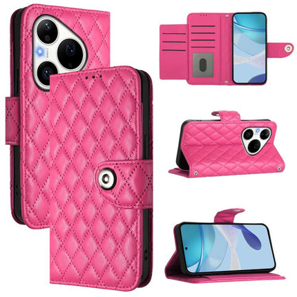 Rhombic Texture Flip Leather Phone Case with Lanyard, For Huawei nova 14 Lite 5G / nova 15 / 16z, For Huawei nova 16 5G, For Huawei Pura 90 Pro Max 5G, For Huawei Pura 90 Pro 5G