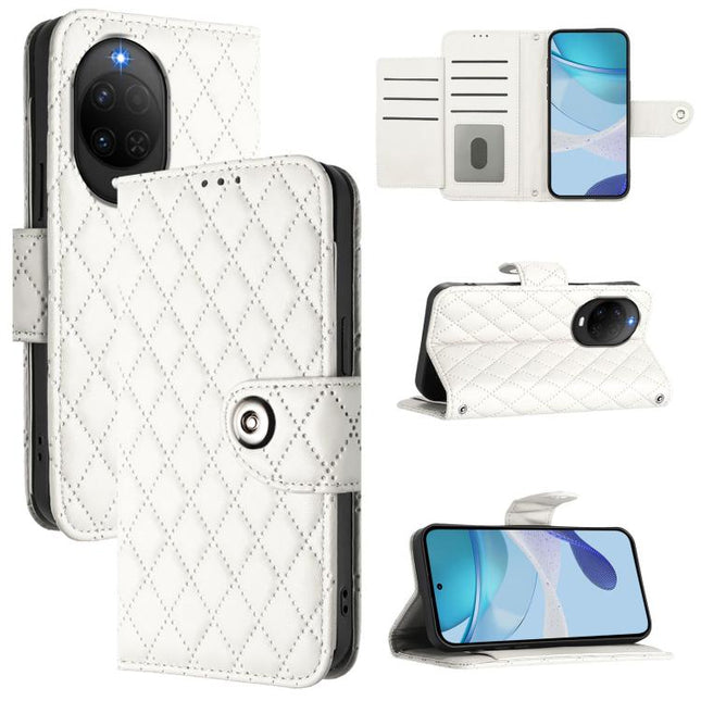 Rhombic Texture Flip Leather Phone Case with Lanyard, For Huawei nova 14 Lite 5G / nova 15 / 16z, For Huawei nova 16 5G, For Huawei Pura 90 Pro Max 5G, For Huawei Pura 90 Pro 5G