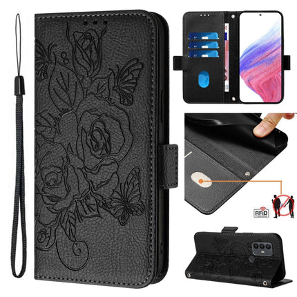 Embossed Rose RFID Anti-theft Leather Phone Case, For TCL 30T T603DL, For TCL 30Z T602DL, For TCL 30 5G / 4G / 30+, For TCL 30 SE