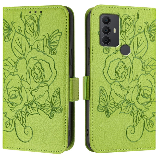 Embossed Rose RFID Anti-theft Leather Phone Case, For TCL 305 / 30 SE, For TCL 30 XE 5G, For TCL 20 R 5G