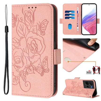 Embossed Rose RFID Anti-theft Leather Phone Case, For TCL K70 Power 4G / K70 4G, For TCL Nxtpaper 70 Pro 5G, For TCL K32 5G / K33 5G, For TCL 60 NxtPaper