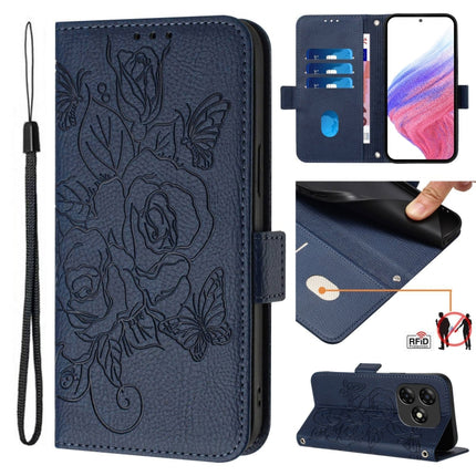 Embossed Rose RFID Anti-theft Leather Phone Case, For itel P55 4G, For itel A05s, For itel A70, For itel A60 / A60s