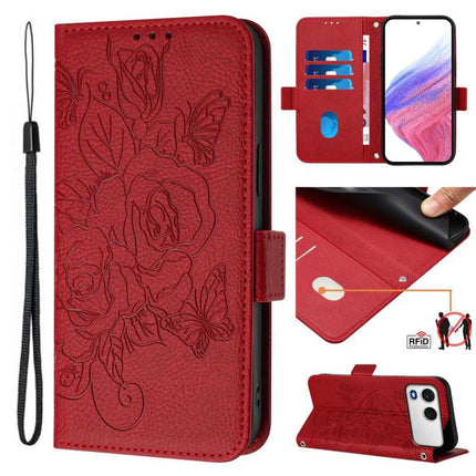 Embossed Rose RFID Anti-theft Leather Phone Case, For itel A200 4G / A200+ 4G, For itel A95 5G, For itel A90 4G, For itel City 100