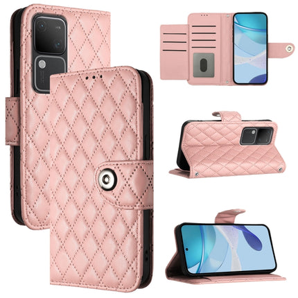 Rhombic Texture Flip Leather Phone Case with Lanyard, For vivo iQOO Z9 / Z9 Turbo, For vivo Y200e / Y100 IDN, For vivo T3 5G IDN / V40 SE, For vivo V30 / V30 Pro
