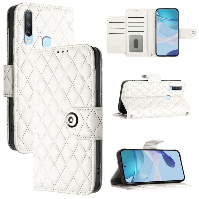 Rhombic Texture Flip Leather Phone Case with Lanyard, For vivo Y17 / Y15 / Y12 / Y11 2019, For vivo Y27 4G Global