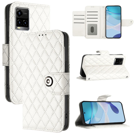 Rhombic Texture Flip Leather Phone Case with Lanyard, For vivo Y55s 2023 / Y55 5G / Y75 5G, For vivo T1 5G / iQOO U5e, For vivo Y30 5G / Y33e, For vivo Y33s 4G / Y21 2021 / Y21s