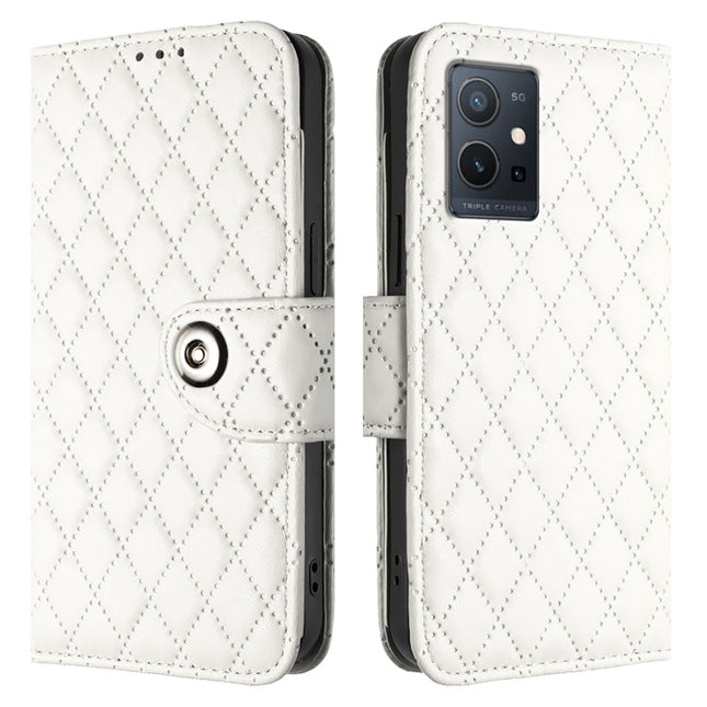Rhombic Texture Flip Leather Phone Case with Lanyard, For vivo Y55s 2023 / Y55 5G / Y75 5G, For vivo T1 5G / iQOO U5e, For vivo Y30 5G / Y33e, For vivo Y33s 4G / Y21 2021 / Y21s