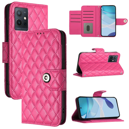 Rhombic Texture Flip Leather Phone Case with Lanyard, For vivo Y55s 2023 / Y55 5G / Y75 5G, For vivo T1 5G / iQOO U5e, For vivo Y30 5G / Y33e, For vivo Y33s 4G / Y21 2021 / Y21s