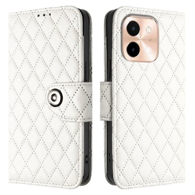 Rhombic Texture Flip Leather Phone Case with Lanyard, For vivo Y28 4G, For vivo X100s, For vivo Y03 / Y18, For vivo Y38 / Y200i / T3x