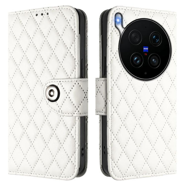 Rhombic Texture Flip Leather Phone Case with Lanyard, For vivo X300 Ultra 5G, For vivo X300 Pro, For vivo X300, For vivo Y31 5G Global