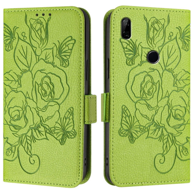 Embossed Rose RFID Anti-theft Leather Phone Case, For Honor 9X 4G / Huawei P Smart Z