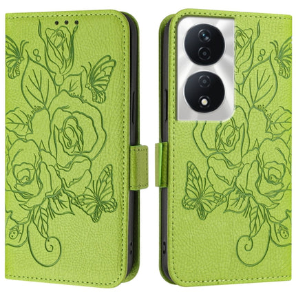 Embossed Rose RFID Anti-theft Leather Phone Case, For Honor Play 50 Plus 5G, For Honor 90 Smart 5G / X7b 5G / 4G, For Honor Magic6 Pro 5G, For Honor Magic6 5G