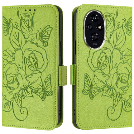 Embossed Rose RFID Anti-theft Leather Phone Case, For Honor 200, For Honor 200 Pro, For Honor Play 50, For Honor 200 Lite Global