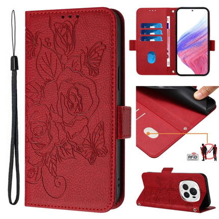 Embossed Rose RFID Anti-theft Leather Phone Case, For Honor Play 50 Plus 5G, For Honor 90 Smart 5G / X7b 5G / 4G, For Honor Magic6 Pro 5G, For Honor Magic6 5G