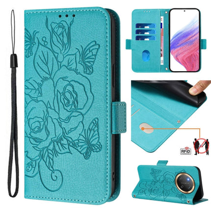 Embossed Rose RFID Anti-theft Leather Phone Case, For Honor 300 5G, For Honor X9c 5G, For Honor 200 Smart 5G, For Honor X6b