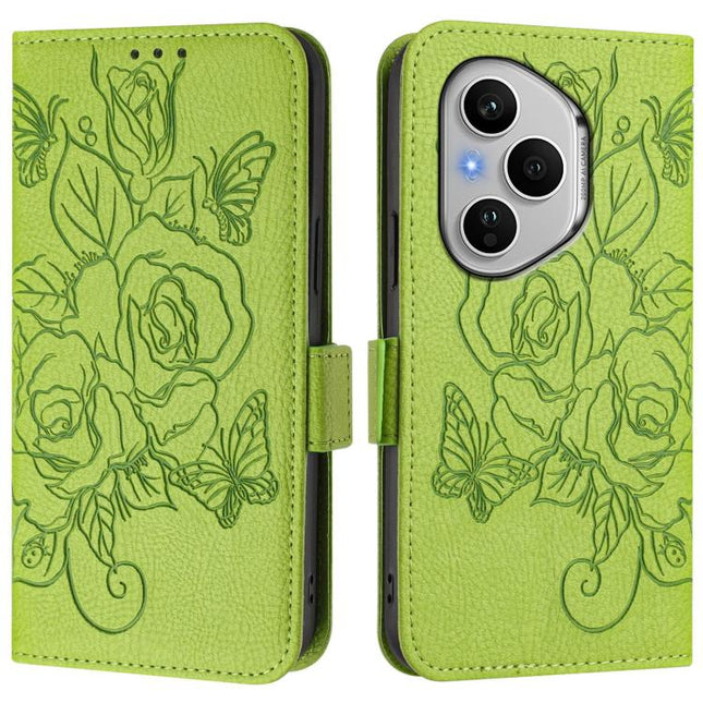 Embossed Rose RFID Anti-theft Leather Phone Case, For Honor 400 Pro Global 160.8mm, For Honor Power 5G, For Honor Play 60 5G, For Honor 400 Lite Global