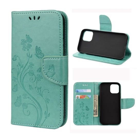 Funda de cuero con tapa horizontal con diseño de flores y mariposas, con soporte, ranuras para tarjetas y billetera, para iPhone 12 mini, para iPhone 12/12 Pro, para iPhone 12 Pro Max