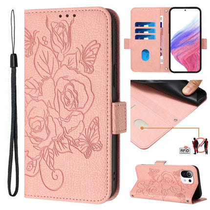 Embossed Rose RFID Anti-theft Leather Phone Case, For Xiaomi Civi 1S, For Xiaomi Poco M4 Pro 4G, For Xiaomi Poco X4 Pro 5G, For Xiaomi Mi 11 Lite