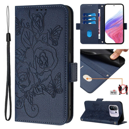 Embossed Rose RFID Anti-theft Leather Phone Case, For Xiaomi Mi 11 Pro, For Xiaomi Mi 11, For Xiaomi Mi 10T Lite 5G, For Xiaomi Mi 10 Lite