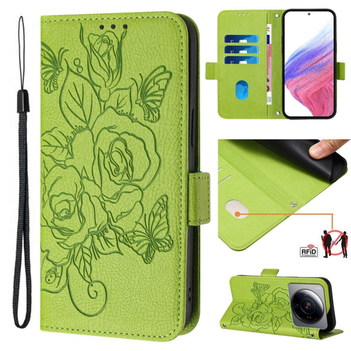 Embossed Rose RFID Anti-theft Leather Phone Case, For Xiaomi 12S Ultra, For Xiaomi 12 Pro / 12S Pro, For Xiaomi 12 5G / 12X 5G / 12S 5G, For Xiaomi 12 Lite