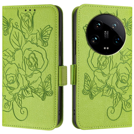 Embossed Rose RFID Anti-theft Leather Phone Case, For Xiaomi 14 Ultra 5G Global, For Xiaomi 14 Pro 5G, For Xiaomi 14 5G, For Xiaomi 13 Ultra