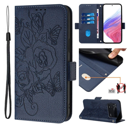 Embossed Rose RFID Anti-theft Leather Phone Case, For Xiaomi Civi 1S, For Xiaomi Poco M4 Pro 4G, For Xiaomi Poco X4 Pro 5G, For Xiaomi Mi 11 Lite