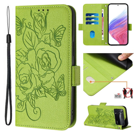 Embossed Rose RFID Anti-theft Leather Phone Case, For Xiaomi Civi 1S, For Xiaomi Poco M4 Pro 4G, For Xiaomi Poco X4 Pro 5G, For Xiaomi Mi 11 Lite