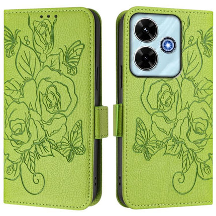 Embossed Rose RFID Anti-theft Leather Phone Case, For Xiaomi Poco M6 Plus / Redmi 13x 4G, For Xiaomi Poco C71 / Redmi A5 4G 171.7mm, For Xiaomi Poco F7 Pro / F7 Ultra, For Xiaomi Poco M7 5G / C75 4G