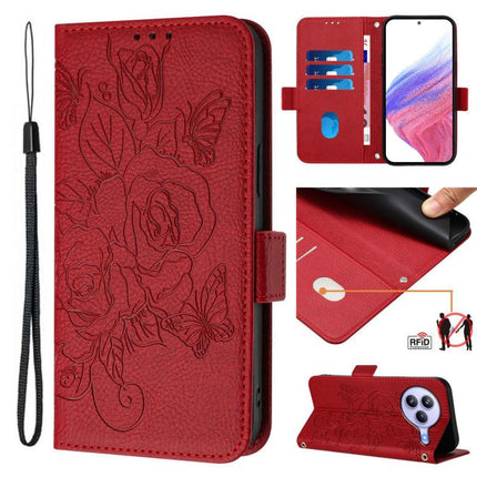 Embossed Rose RFID Anti-theft Leather Phone Case, For Xiaomi 15T Pro 5G, For Xiaomi 15T 5G, For Xiaomi Civi 5 Pro 5G, For Xiaomi 15S Pro 5G