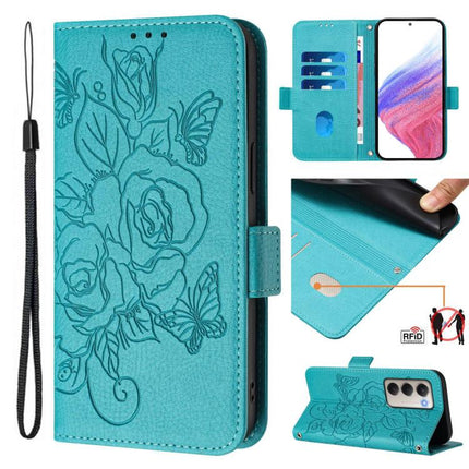 Embossed Rose RFID Anti-theft Leather Phone Case, For Xiaomi 17 Max 5G, For Xiaomi 17T Pro 5G, For Xiaomi Poco M7 4G 169mm, For Redmi 15 5G Global / 15 4G SEA 169.5mm