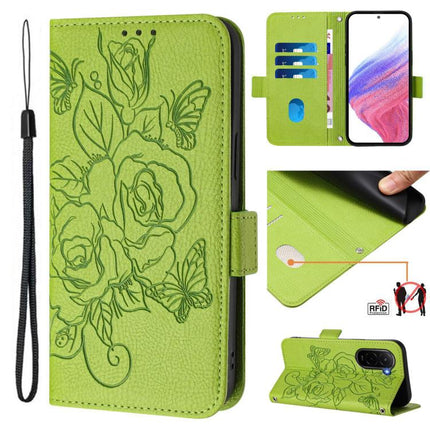 Embossed Rose RFID Anti-theft Leather Phone Case, For Xiaomi 17 Max 5G, For Xiaomi 17T Pro 5G, For Xiaomi Poco M7 4G 169mm, For Redmi 15 5G Global / 15 4G SEA 169.5mm