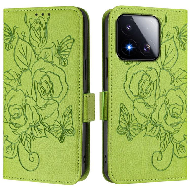 Embossed Rose RFID Anti-theft Leather Phone Case, For Xiaomi 17 Max 5G, For Xiaomi 17T Pro 5G, For Xiaomi Poco M7 4G 169mm, For Redmi 15 5G Global / 15 4G SEA 169.5mm