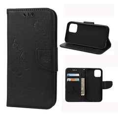 Vintage Embossed Floral Butterfly Pattern Horizontal Flip Leather Case with Card Slot & Holder & Wallet & Lanyard, For iPhone 12 mini, For iPhone 12 / 12 Pro, For iPhone 12 Pro Max