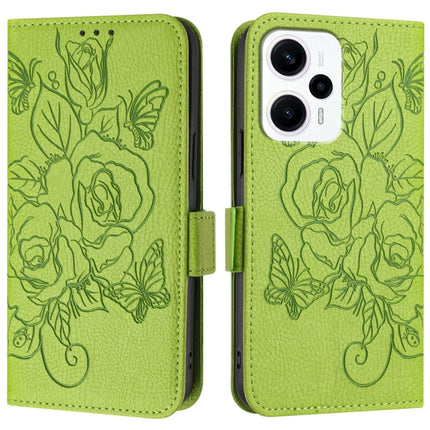 Embossed Rose RFID Anti-theft Leather Phone Case, For Redmi Note 11T Pro+ / Note 12T Pro / K50i, For Redmi Note 12 Turbo 5G / Xiaomi Poco F5, For Redmi K60 / K60 Pro, For Redmi Note 11 / 11S / 12S 4G Global
