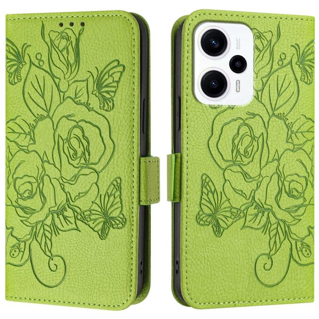 Embossed Rose RFID Anti-theft Leather Phone Case, For Redmi Note 11T Pro+ / Note 12T Pro / K50i, For Redmi Note 12 Turbo 5G / Xiaomi Poco F5, For Redmi K60 / K60 Pro, For Redmi Note 11 / 11S / 12S 4G Global